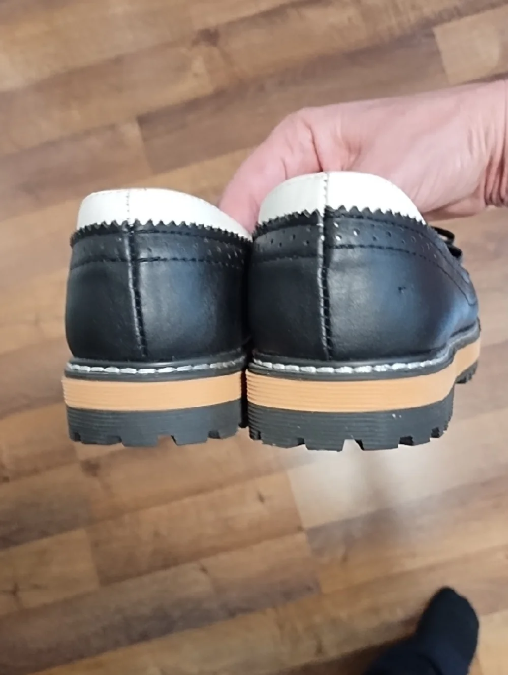 Women's Black and White Bow Loafers